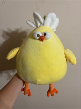 Yellow Plush Chick Toy with White Flower Crest